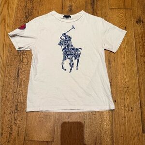 Polo by Ralph Lauren French literary Cream TShirt with Navy Tag boys L